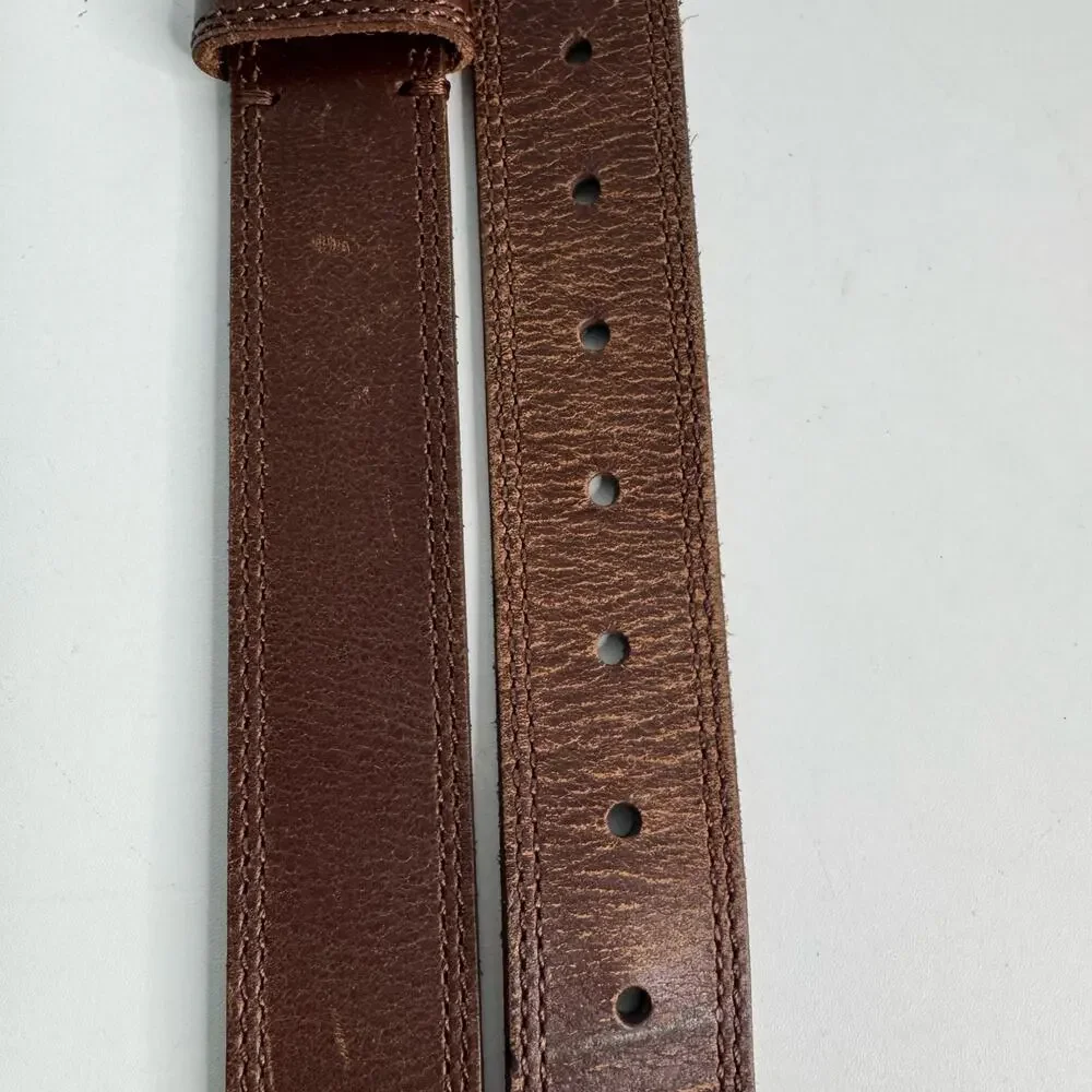 Lucky Brand Brown Wide Genuine Leather Belt Silver Buckle XL